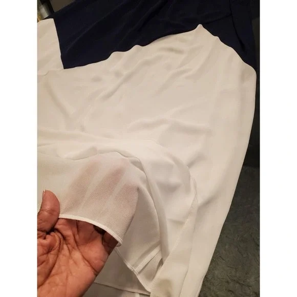 Shoshanna Blue & White Polyester Halter Sleeveless Long Maxi Dress Pockets 4 - Picture 13 of 15